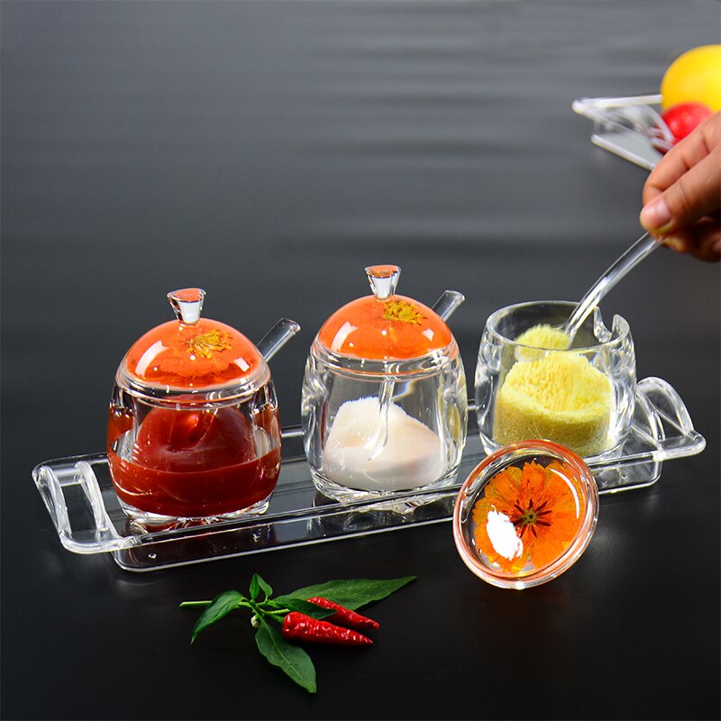 Kitchen Jam Bottle Honey Bottle Kitchen Condiment Candy Jars Storage Container Durable Acrylic Sauce Box Transparent Jam Bottles