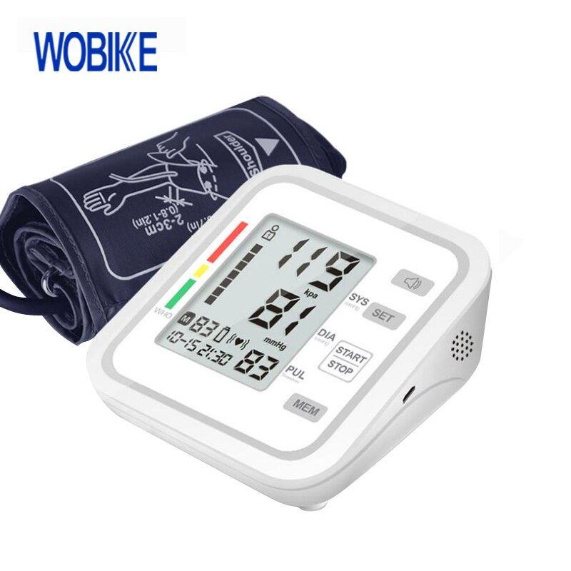 Wobike Arm Digitale Bloeddrukmeter Bovenarm Pulse Bloeddrukmeter Automatische Bp Hartslagmeter Tonometer Tensiometer