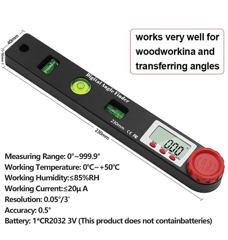 3piece Set Digital Caliper Level and Angle Ruler Height Ruler Depth Ruler Multi-function Measuring Tool Woodworking Tool