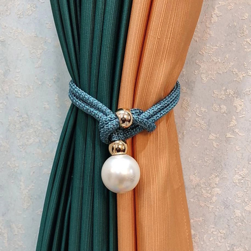1Pair Curtain Tieback With White Pearl Holder Hook Buckle Clip Curtain Tieback Polyester Decorative Home Accessory
