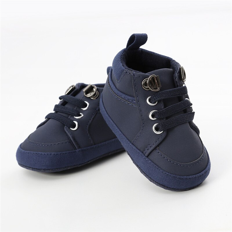 Canis toddler spädbarn baby unisex pojkar flickor mockasin läderskor barn mjuk sula spjälsäng skor vardagsskor solid vår höst: Blå / 0-6 månader