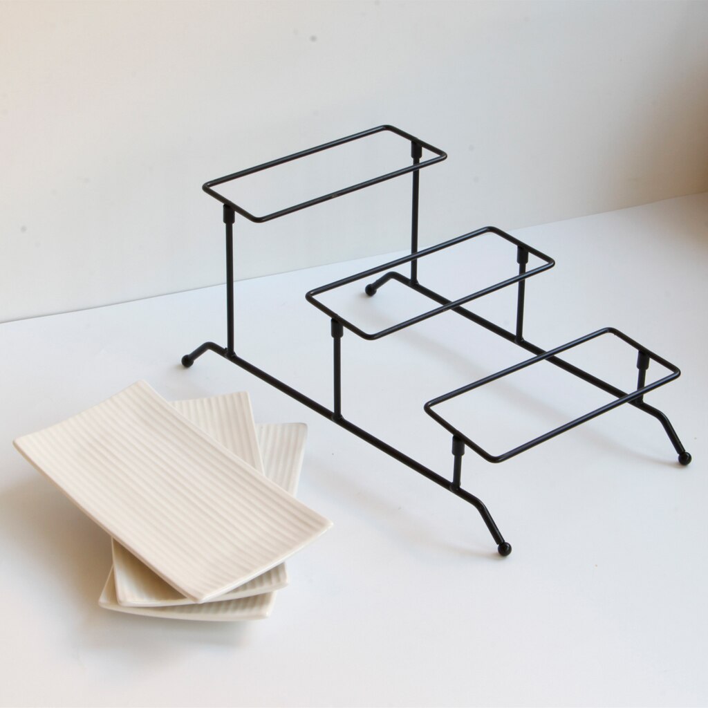 Collapsible 3 Tier Rectangular Plate Dessert Stand Fruit Plate Cake Serving Tray