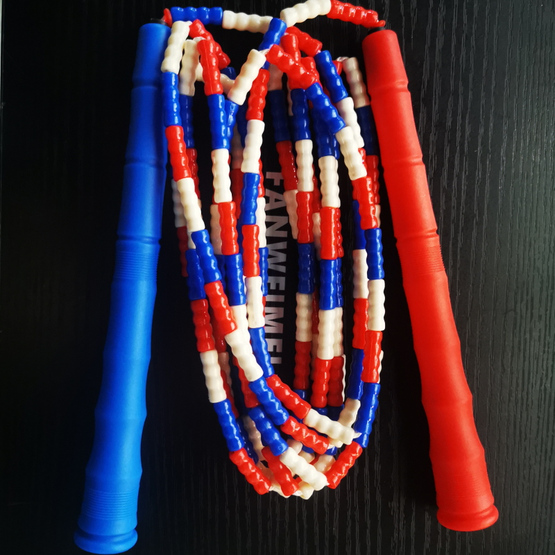 NEVERTOOLATE SOFT PVC beads freestyle long handle Bamboo Skipping Rope beaded Skipping Rope Indoor Sports: WHITE