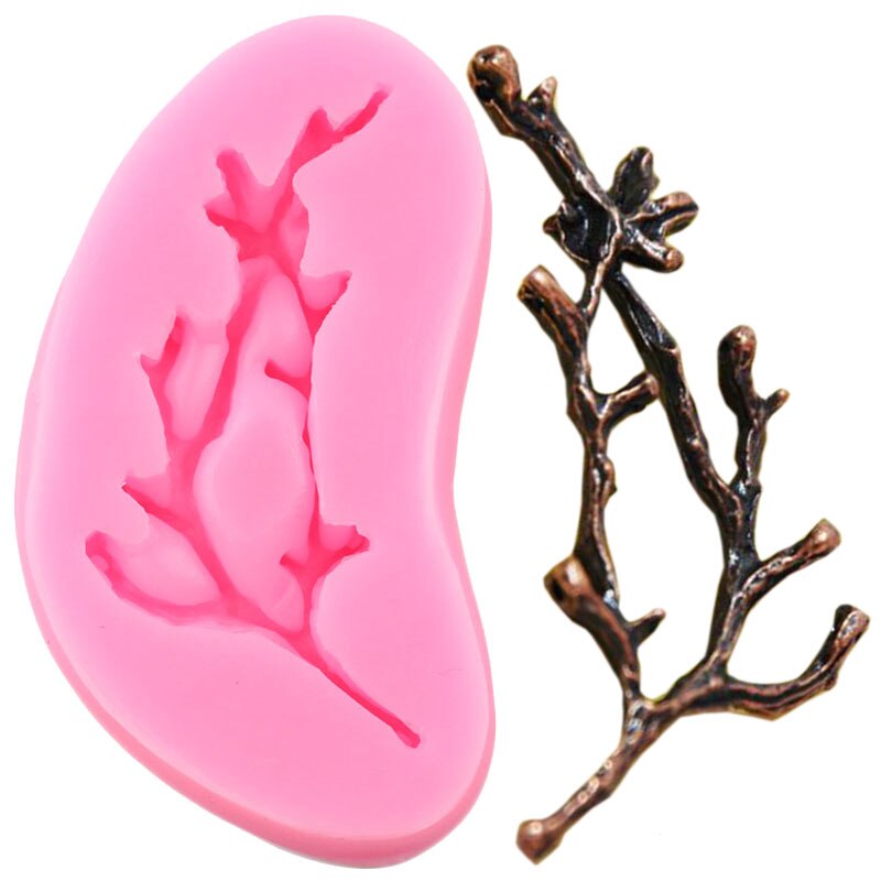 Træ grene blomst fugl silikone forme cupcake topper fondant form gør det selv kage dekorationsværktøj harpiks ler slik chokolade form: Cd471