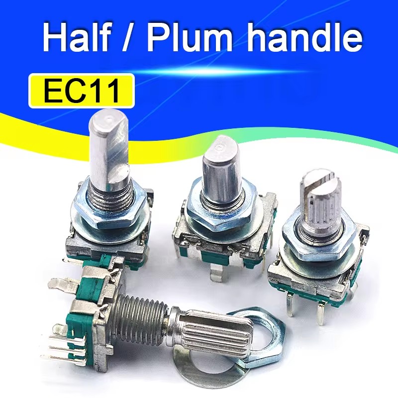2 Stuks Half/Plum Axis Encoder, handvat Lengte 15 Mm/20 Mm Code Schakelaar/EC11/Digitale Potentiometer Met Schakelaar 5Pin
