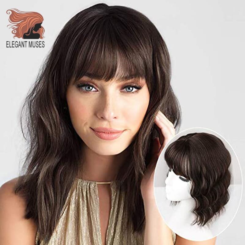 MUSES Wavy Hair Toppers with Bangs Hair Extension Clip inTop Crown