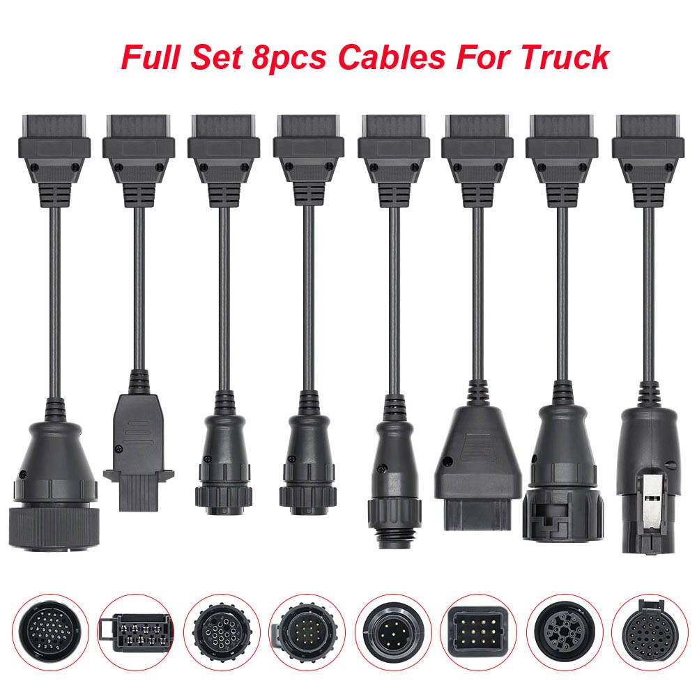 Vollen Satz 8 stücke Lkw Kabel 8 stücke Auto OBD2 Kabel diagnostizieren Adapter Stecker für Delphi Ds150e Lkw diagnostizieren-Werkzeug Auto Scanner: 8Stck Lastwagen Kabel
