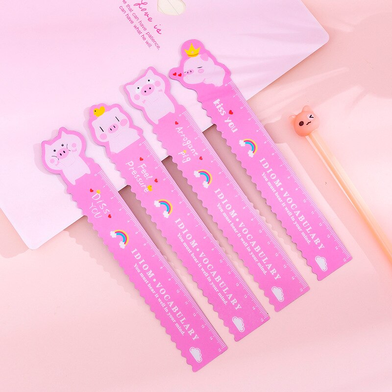 Bonitos efectos de escritorio creativos de Kawaii para estudiantes, regla de Línea ondulada con dibujos animados, 15cm, se puede doblar, suave,