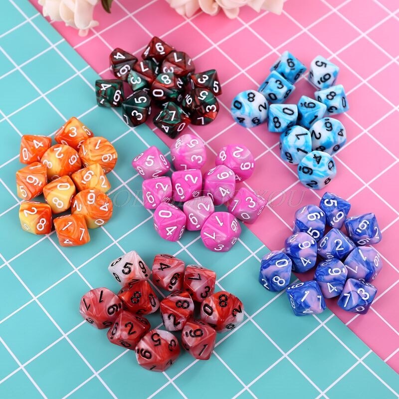 60pcs/set 10 Sided D10 Polyhedral Dices Numbers Dials Desktop Table Board Game Accessories Educational Toys