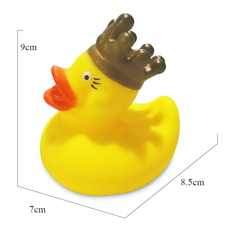 ESALINK 9Cm Ente Baby Spielzeug Kognitiven Puzzle Schwimm Spielzeug Sound Gummi Ente Crown Gelb Ente Bad Spielzeug Für Mädchen: YN139-1pcs