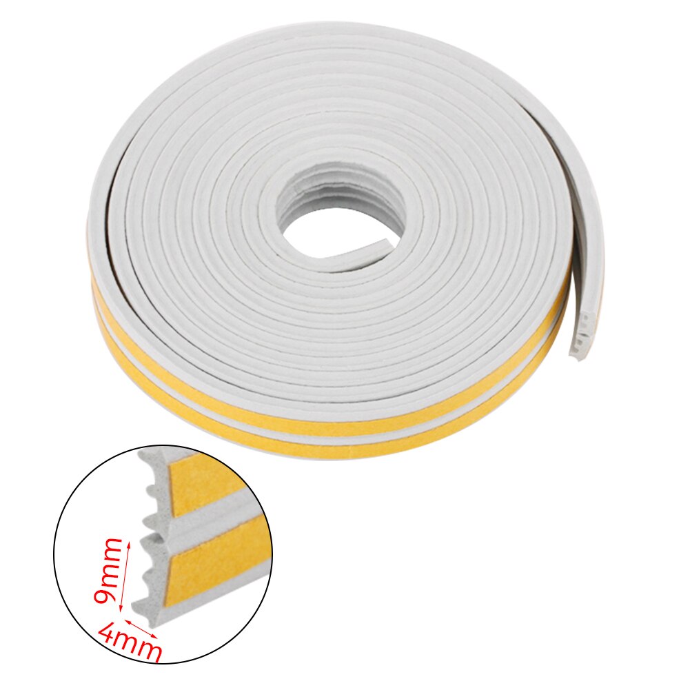 10 Meters Sound Insulation Strip Foam Sticky Self-adhesive Sealing Anti-Collision Rubber Seal Draught Excluder Tape Door Window: Grey E