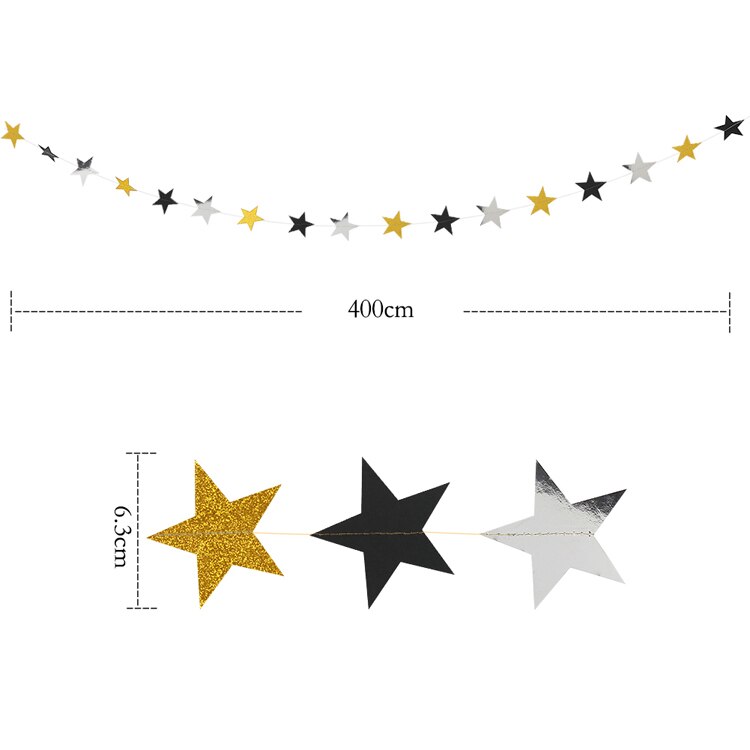 2022 Graduation Congratulation Party Hat Banner Paper Cap Star Garland Wall Hanging for School Congrats Grad Balloons Decoration: Star Garlands