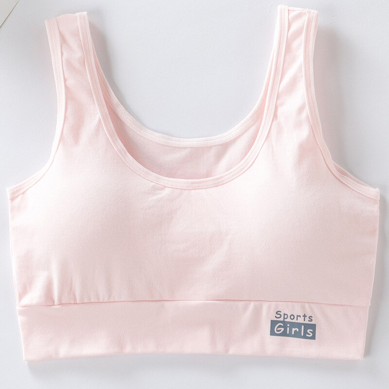 No Steel Ring Cotton Breathable Girls Bras 12years Old Developmental Underwear Junior High School Students Sports Vest Bras: Pink