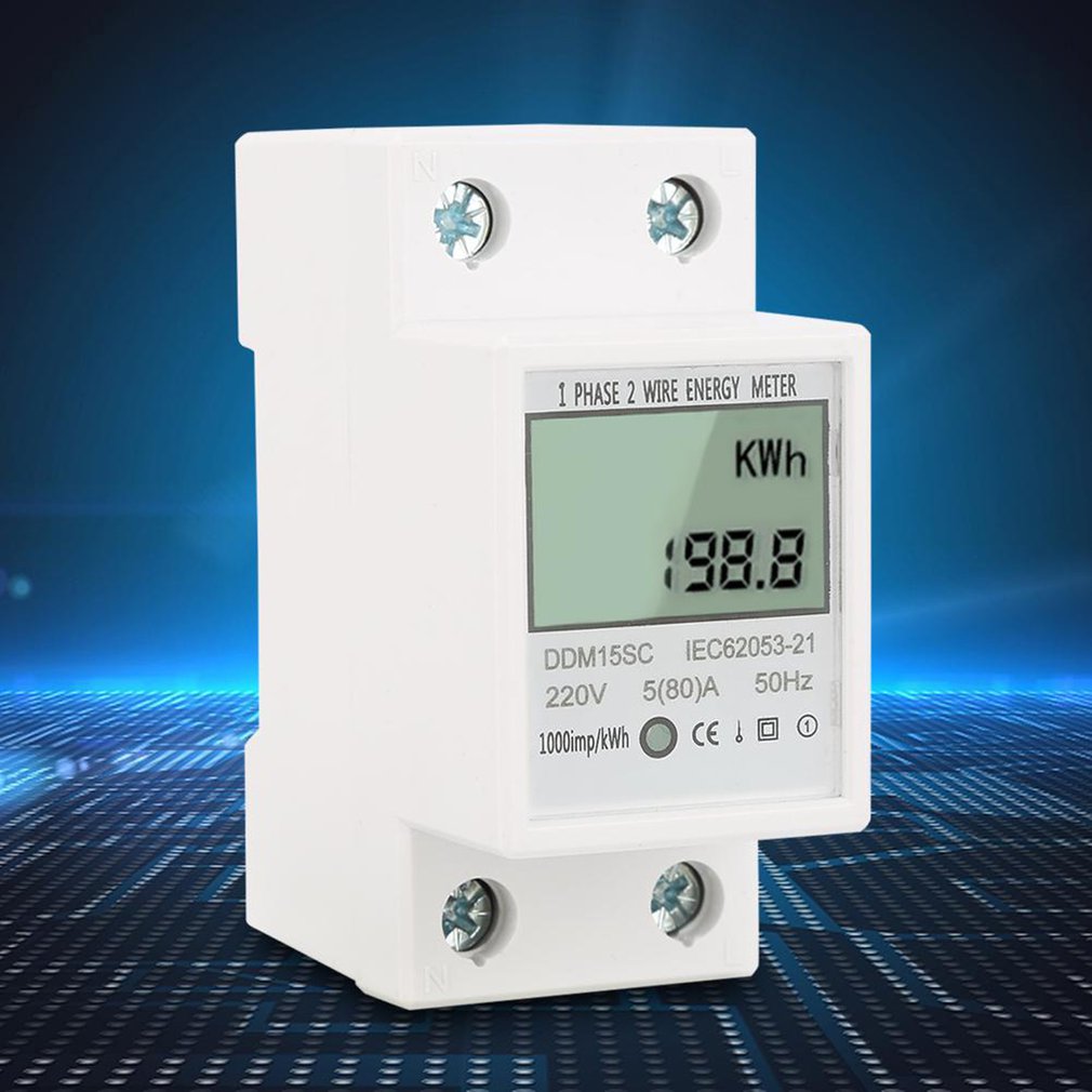 DDM15SC Elektrische Kwh Meter Single Fase Twee Draads Din Rail Elektrische Energie Meter Kilowattuur Kwh Meter Lcd Display