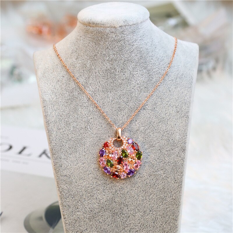 Multicolore zircone pendentif collier de chaîne pull pendentif collier pour les femmes coloré soleil fleur bijoux