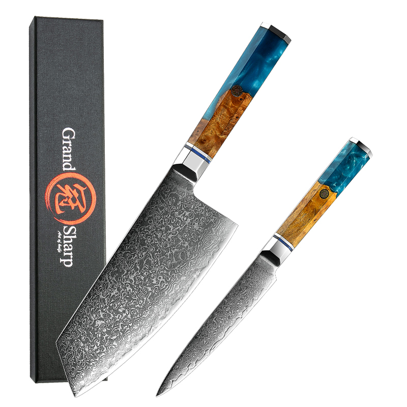 Grandsharp Kitchen Knife Set Damascus Kitchen Knife vg10 Japanese Steel Santoku Utility Bread Chef Gyuto Knives Cooking Tools