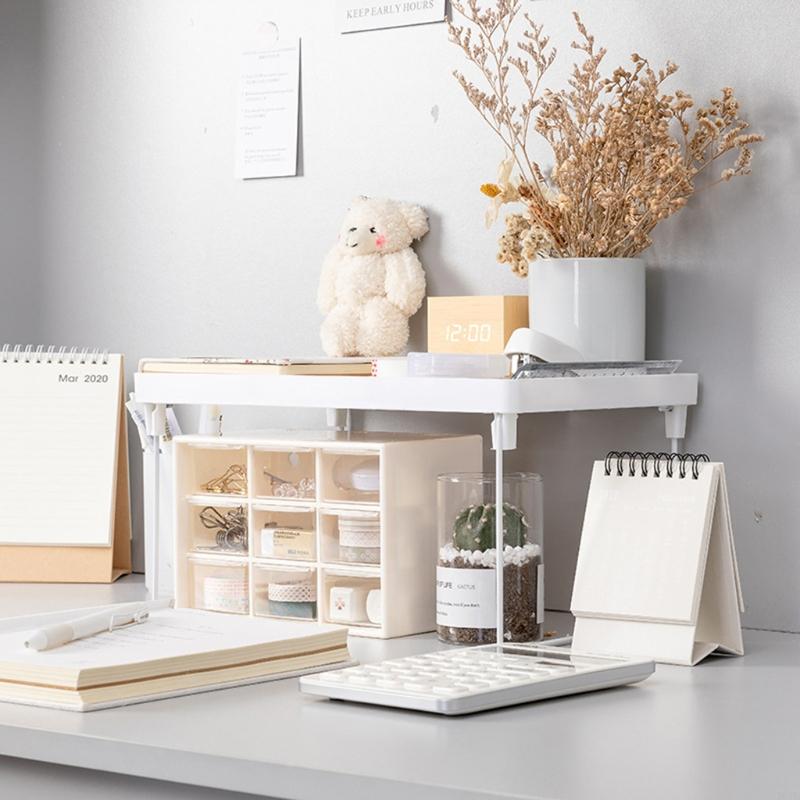 920L White Wire Stacking Cabinet Shelf Stackable Foldable Stand Rack Desk Countertops Storage Holder Shelf Space Saving Shelf