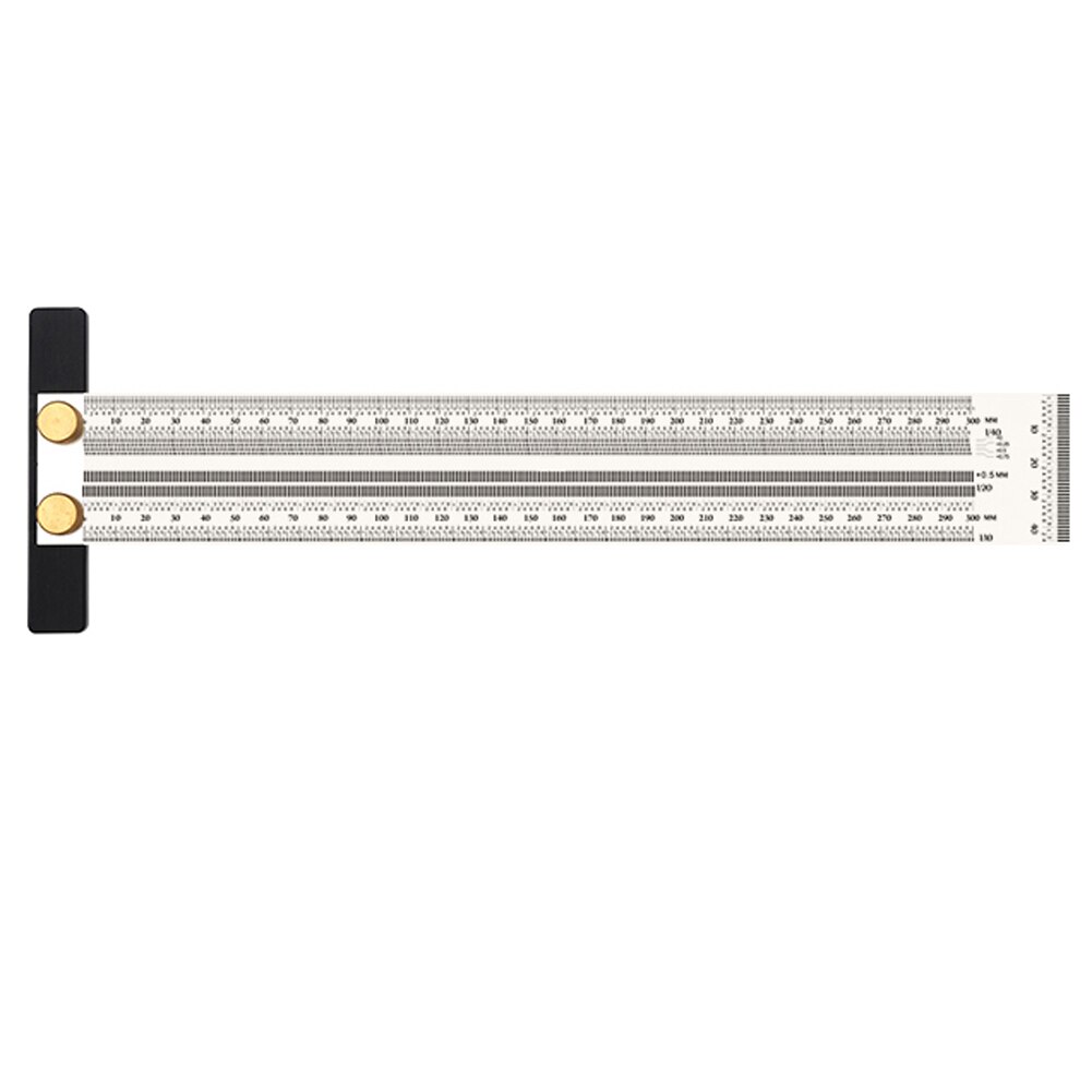 Regla de escala de acero inoxidable 180/200/300/400mm regla de agujero tipo T marcador de carpintería marcador de línea herramienta de medición de carpintero: 300mm