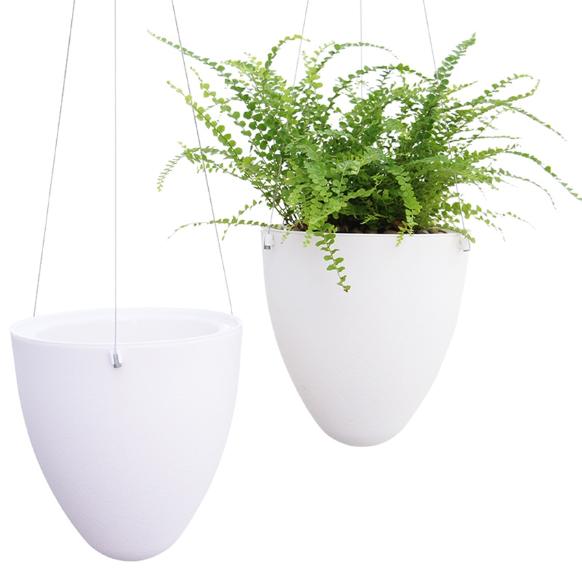 Maceta blanca absorbente de agua para flores, macetas de plástico para plantas suculentas, macetas colgantes de agua para riego, macetas de jardín, decoración del hogar