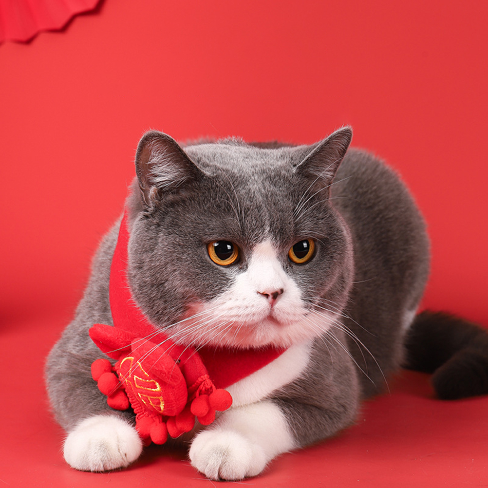 Écharpe pour animaux de compagnie, mignon, rouge, Style chinois du nouvel an, bavoir d&#39;hiver pour les réunions de famille et les fêtes du nouvel an