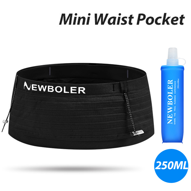 NEWBOLER Elastische Sport-Hüfttasche, leicht, zum Laufen, Rennnummerngürtel für Triathlon, Marathon, Radfahren, Bergsteigen: S / schwarze farbe