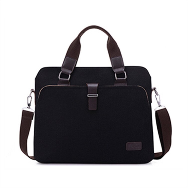 Mannen Aktetas Voor Laptop Mode Canvas Tas Mannelijke Schoudertas Messenger Handtas Organisator Voor Documenten Handtas Mannen: black