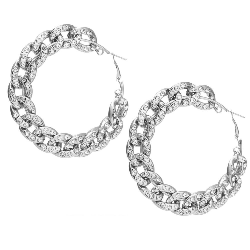 IPARAM Punk Gold Crystal Big Circle Hoop Earrings Retro Twist Geometric Circle Metal Earrings Statement Female Gothic Jewelry: IPA0530-2