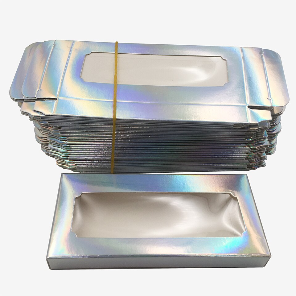 10pcs/lot Lash Packaging Holographic Lash Boxes Packaging Bulk Soft Paper Eyelash Packaging Box Empty Lashes Box