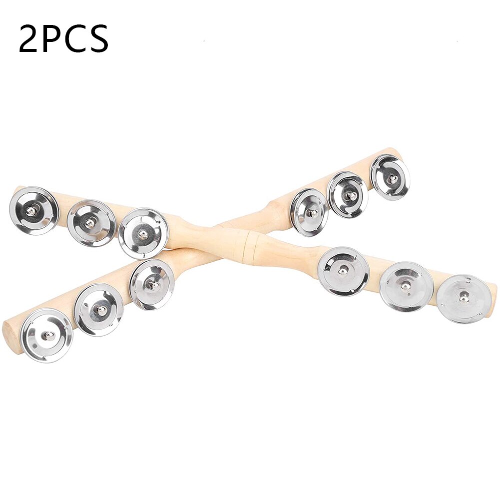 Baby's Bell Vocal Toys Rainbow Shaker Stick Educational Toy Handle Wooden Activity Bell Ring Rainbow Musical Instrument 2PC