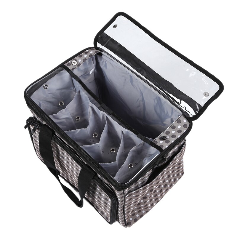 Multifunksjonell symaskin oppbevaringspose stor kapasitet syverktøy veske polyester hjemme bruk diverse tote grå