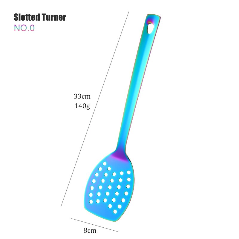 1PC Rainbow Stainless Steel Nonstick Kitchen Utensils Cooking Tool Long Serving Sets Scoop Spoon Fork Turner Ladle Cake Shovel: Lemon yellow