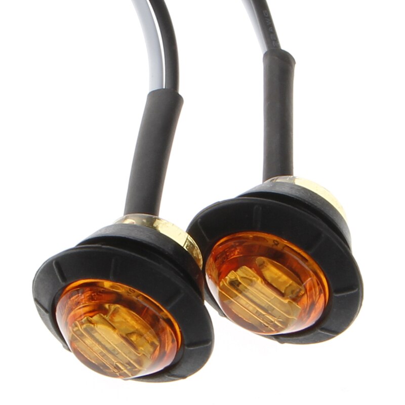 2X Mini Amber 3/4 "Ronde Side 3 Led Marker Trailer Auto Bullet Light Waterdicht