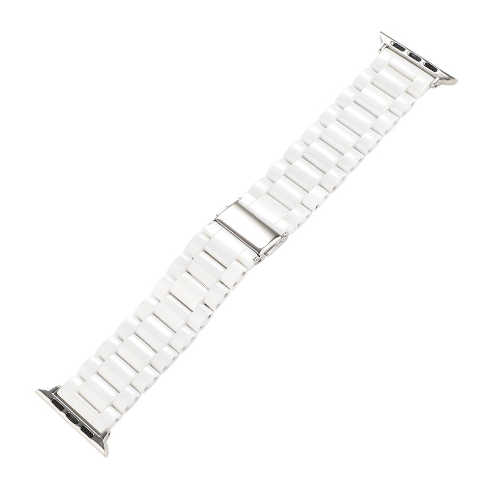 Pulsera de cerámica Lisa para Apple Watch SERIE DE gomillas 5 4 3 2 1 correa de muñeca para iWatch 40mm 38mm 42mm 44mm negro/Blanco/cinturón rosado: white / For 42 44mm
