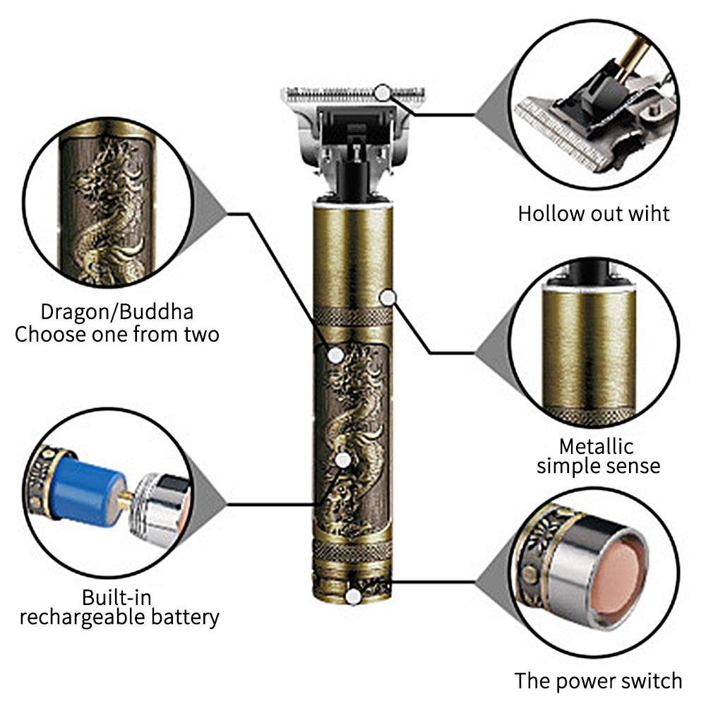 Rechargeable Hair Trimmers Electric Cordless Close Hair Cutting Clipper T-Blade Trimmer Cordless Outliner Grooming