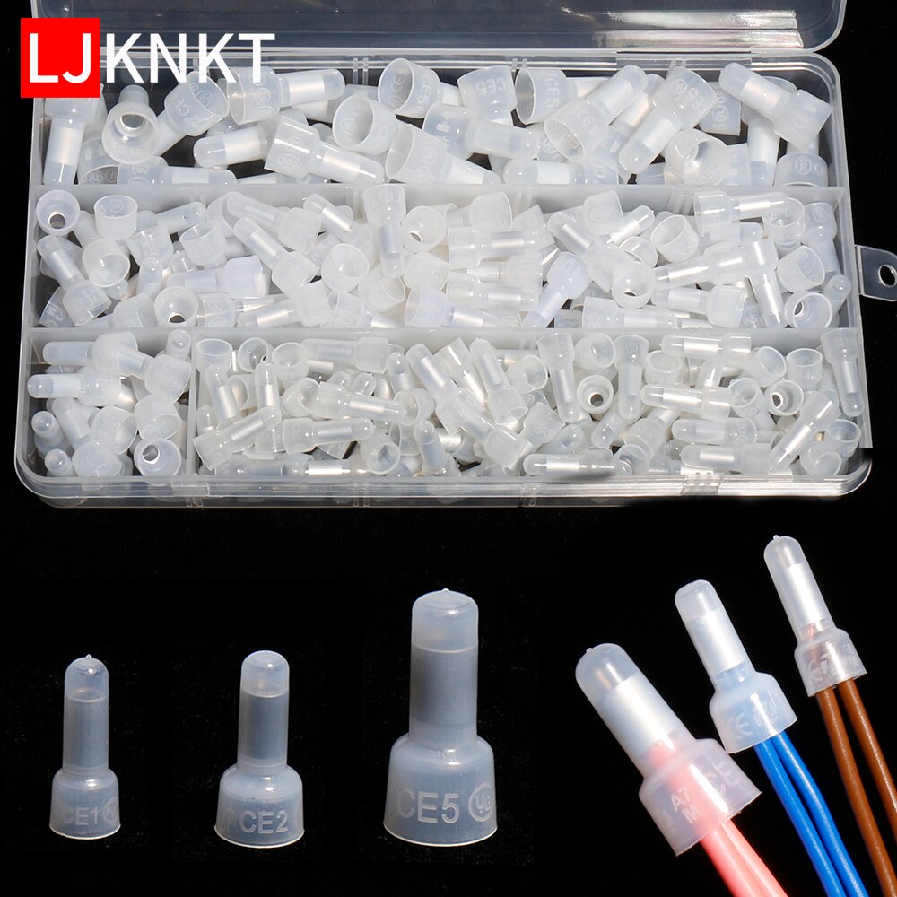 450/230 stk nylon lukkede ende krympehætter elektrisk ledning kabel splejsningsterminaler stik ce -1x ce -2x ce -5x sortiment isolering