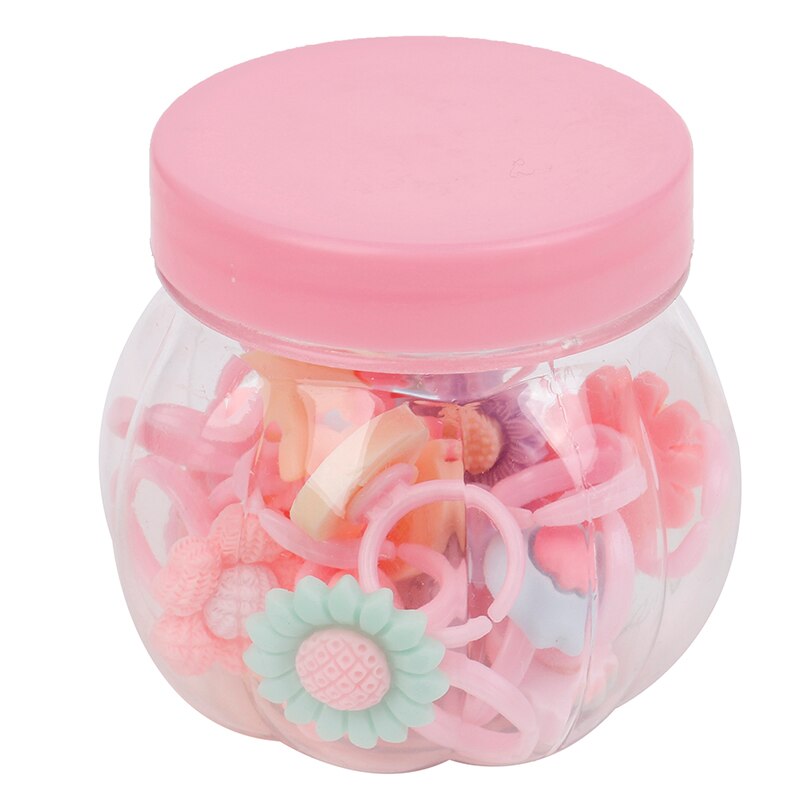 20pcs Random style Cartoon Flower Assorted Resin Plastic Pink Baby Kids Girl Children's Rings Children's cartoon frosted ring