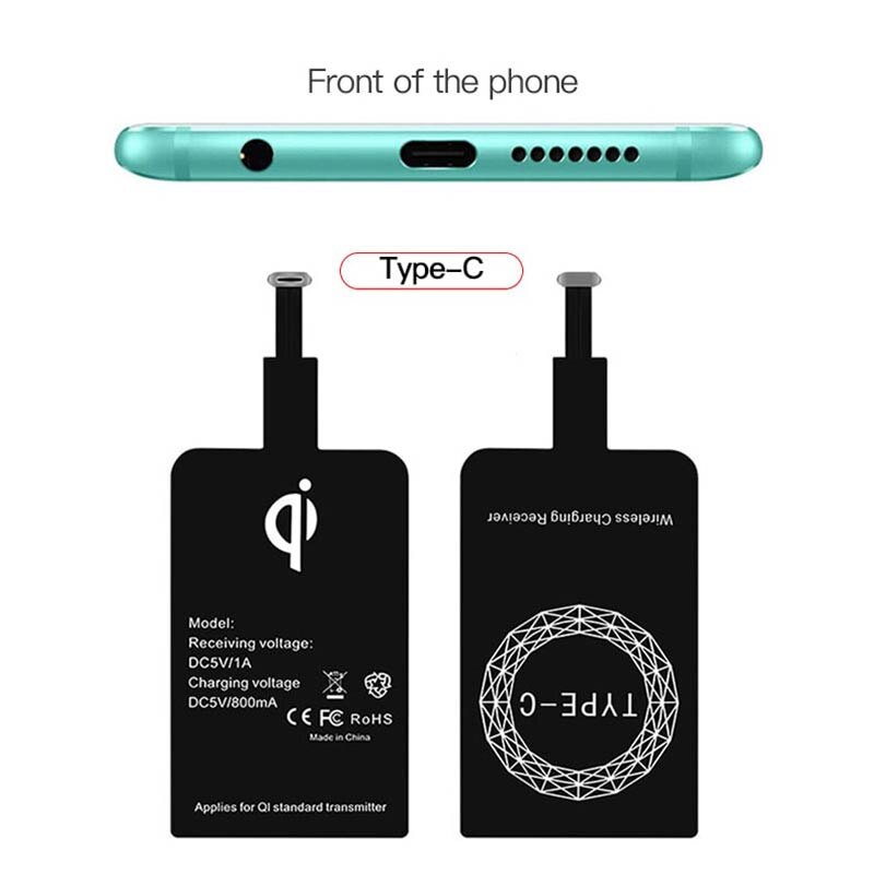 Geschikt Voor Mobiele Telefoon Draadloos Opladen Ontvanger Type-C Android 10W Universele Patch Automatische Inductie Draadloze Oplader: for Type C