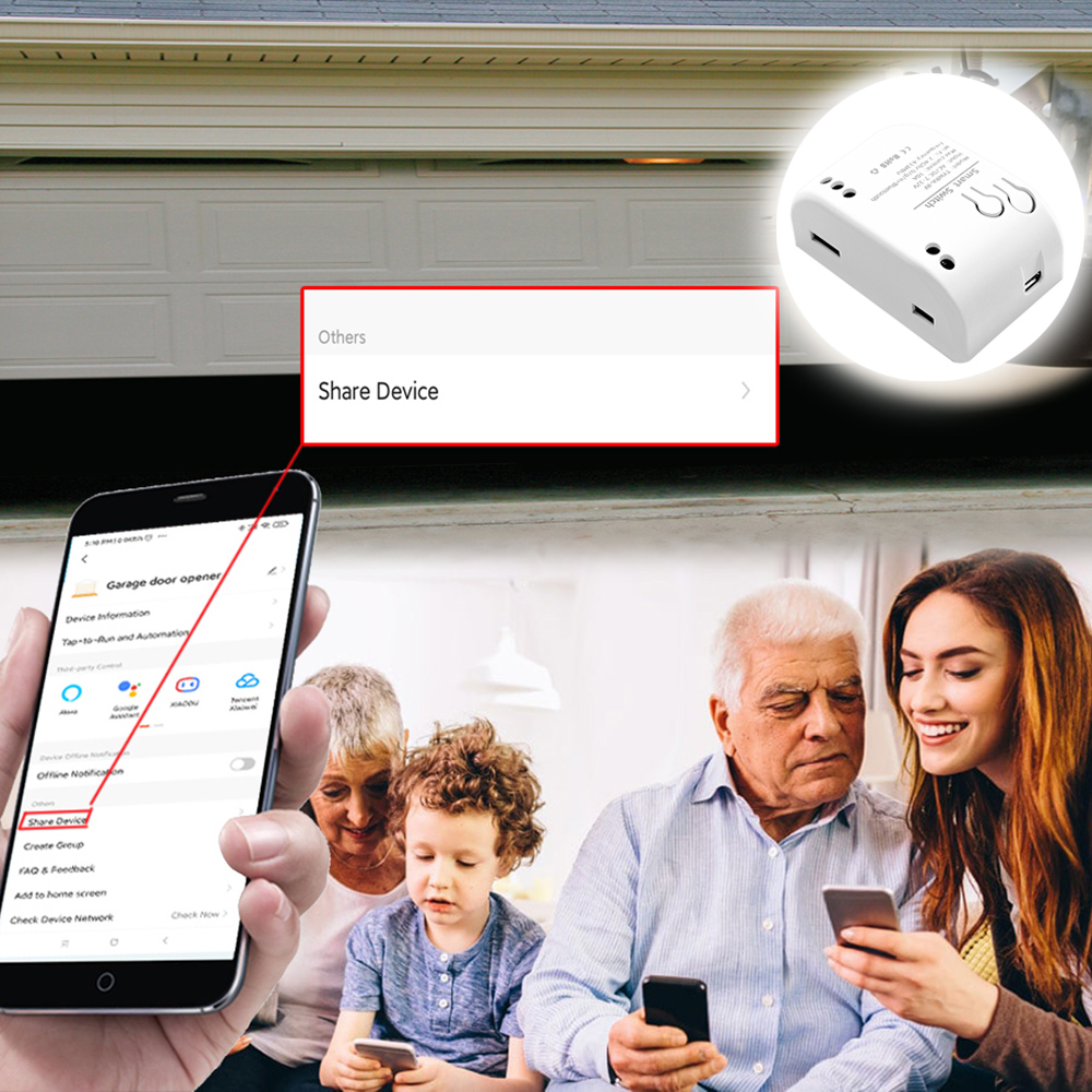 Smart Garage Door Opener RF WiFi Switch Sliding Gate Controller Work With Alexa Google Home SmartLife Tuya APP Remote Control