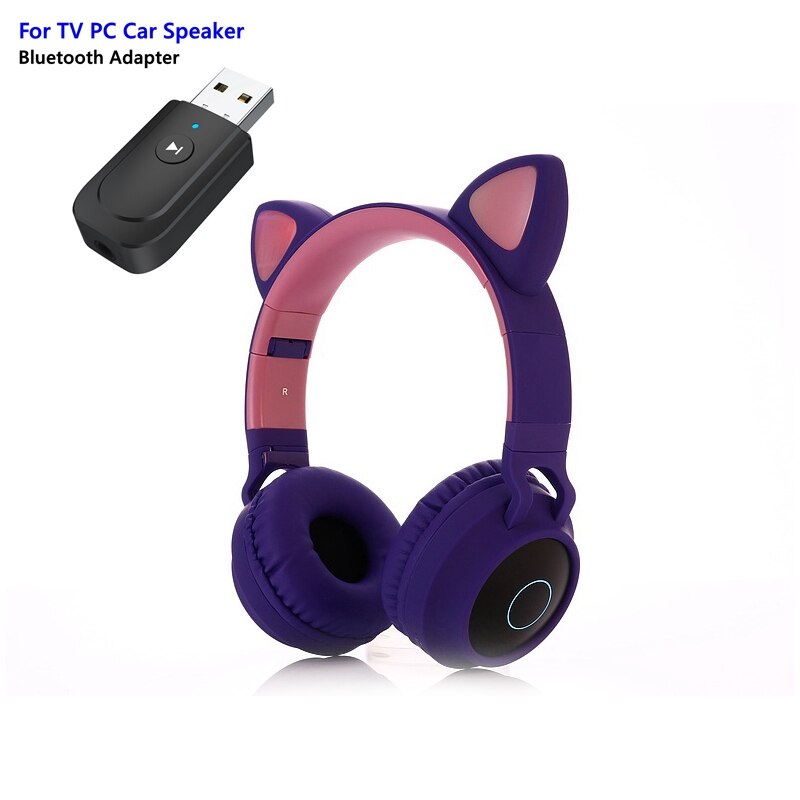 Enfants fille sur l'oreille écouteurs Bluetooth 5.0 bruit suppression stéréo casque avec Microphone mains libres appel PC téléphone portable: Purple