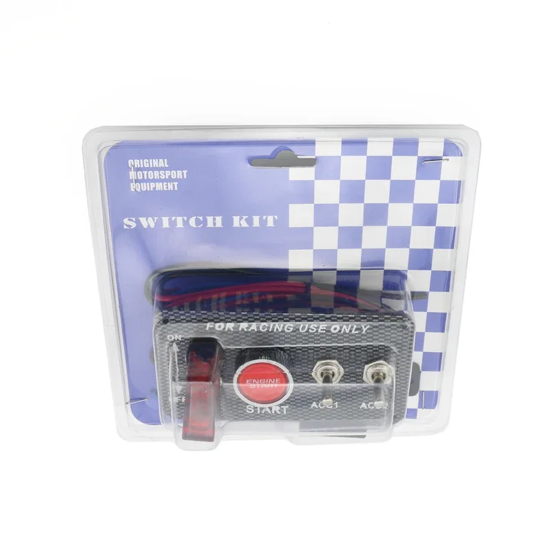 12V LED Zündschalter Tafel Motor- Anfang drücken Taste LED Kippschalter Kohlenstoff Faser Für Rennen Auto
