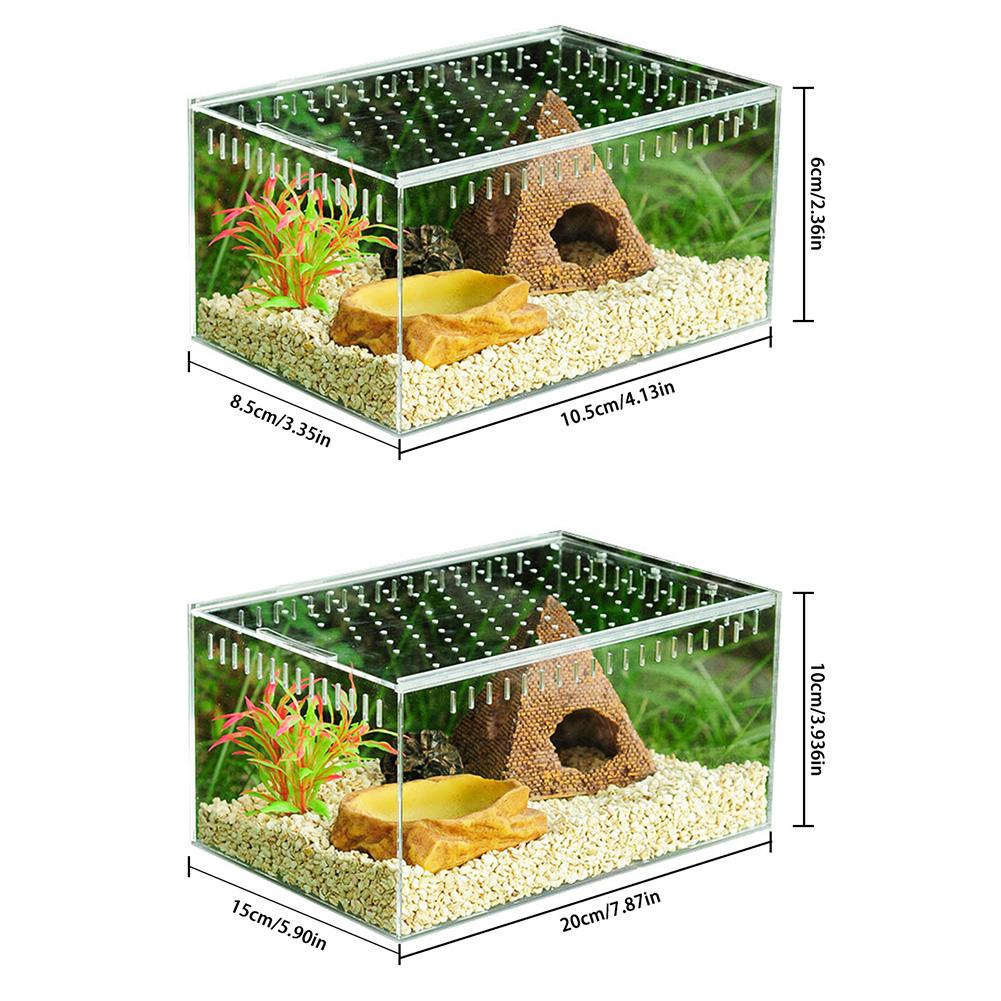 Reptile Breeding Box Acrylic Transparent Sliding Cover Reptile Tank Insect Spiders Tortoise Lizard Feeding Box Terrarium