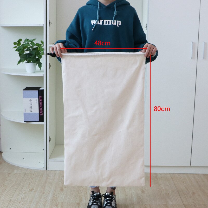 100*140Cm Groen Extra Grote Canvas Zware Waszakken Duurzaam Thicken Opbergtas Closet Organizer Voor Beddengoed dekbedden: White S