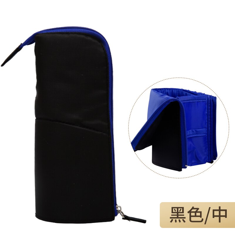 KOKUYO Multifunction High Capacity Deformable Pencil Case Simple Original Vertical Student Stationery Storage Pen Holder: S Black