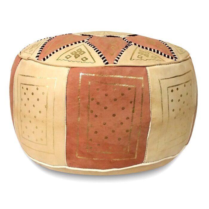 Puf Pouf Hecho a Mano en fès, Marrakech Cuero autentico SIN relleno: Café léger