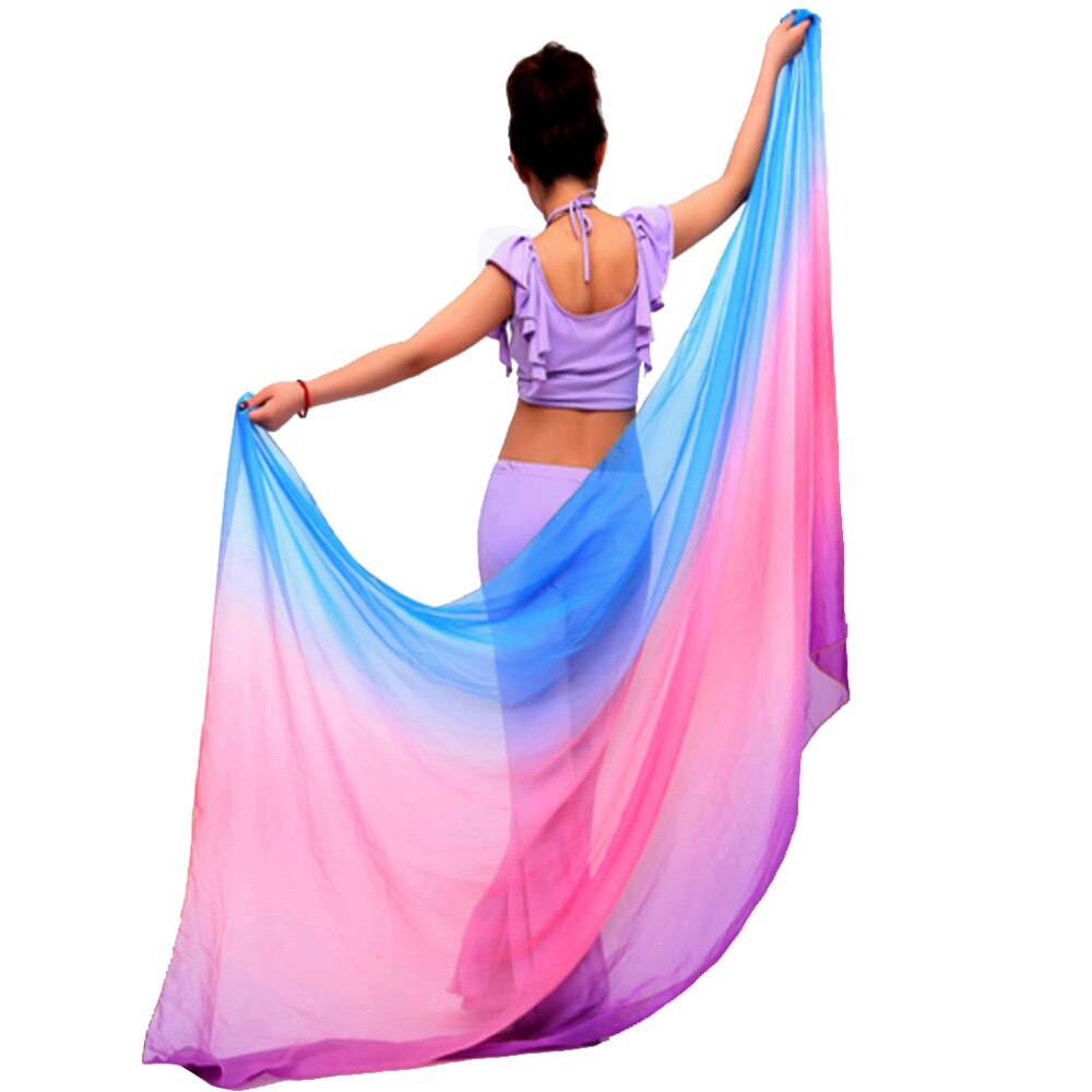 Dégradé voile châle visage écharpe femmes danse ventre Bollywood Costume soie-comme neuf: Blue and rose