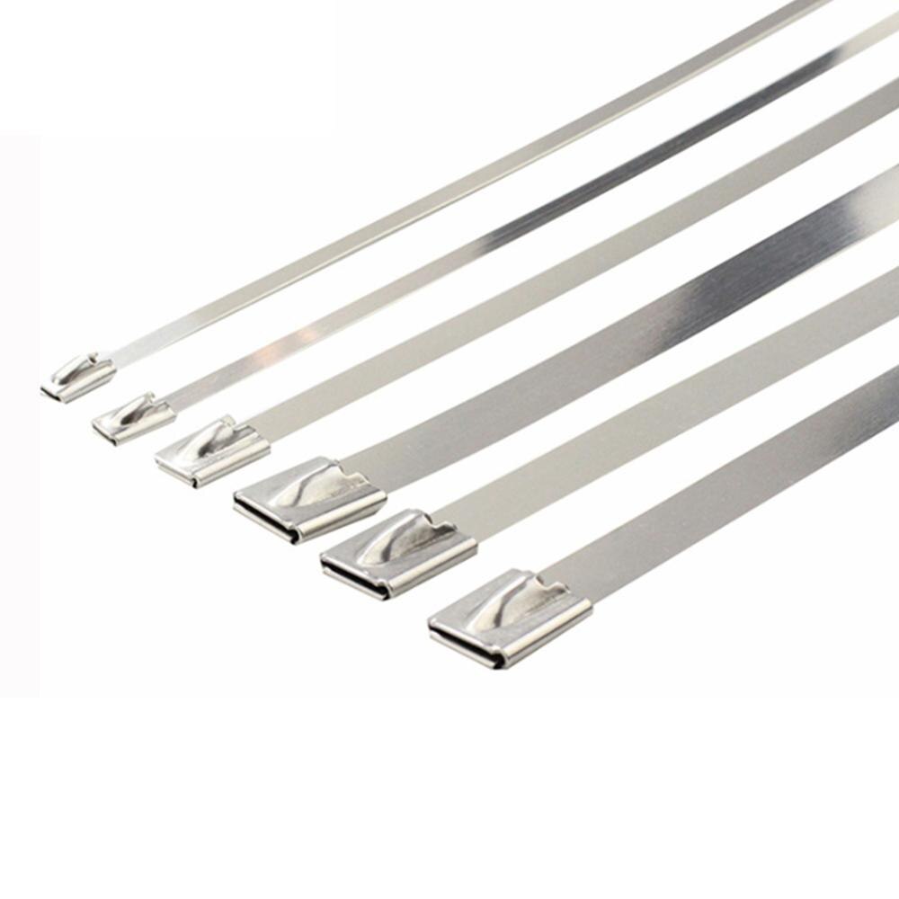 100Pcs 4.6x10 0/150/200/400Mm Rvs Kabelbinders, vergrendeling Metalen Zip-Uitlaat Wrap Coated Multifunctionele Vergrendeling Kabelbinders: 4.6x350MM