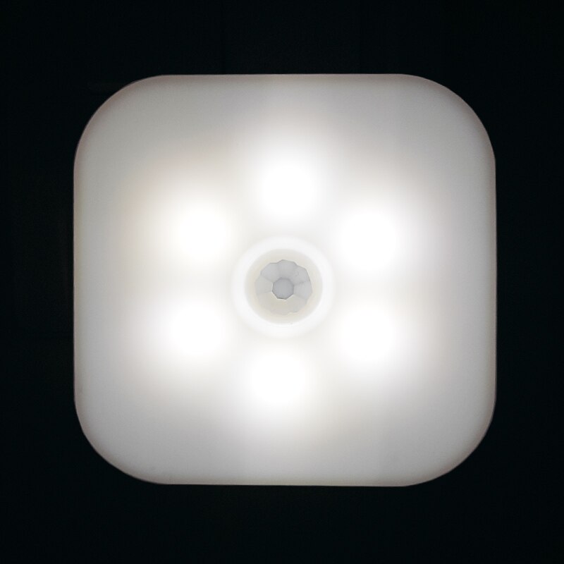 Led nat væglampe lys med eu stik smart bevægelsessensor hjem trappe skab gang wc sengelampe gang gang  a11: Hvid