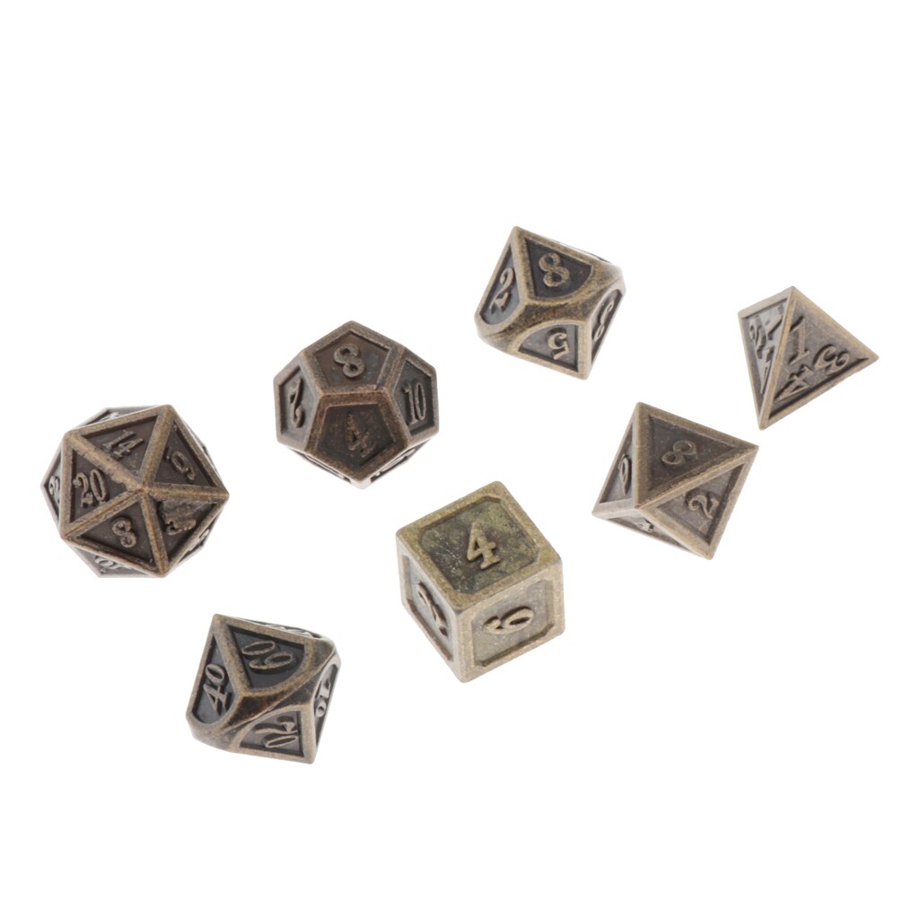 7 stück Metall polygonal Würfel Spiel Würfel Würfel für Rolle Spielen polyedrisch Würfel einstellen D4 D6 D8 D10 D12 D20