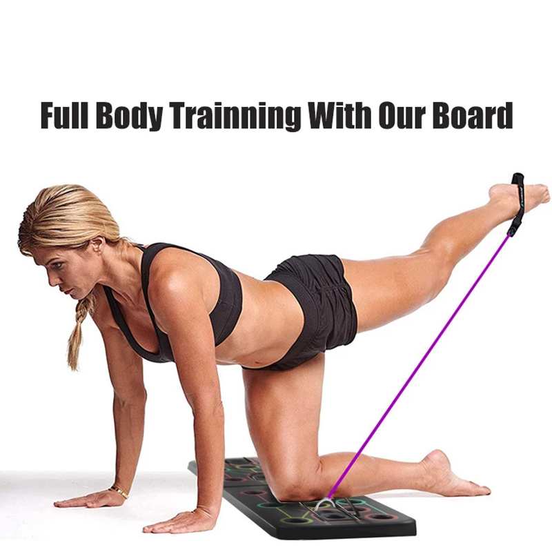 9 In 1 Push Up Rack Board With Latex Resistance Bands Body Building Board System Fitness Comprehensive Indoor Training Gym