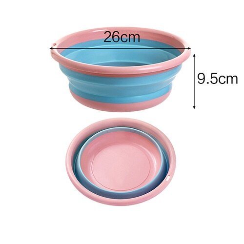 Folding Wash Basin Plastic Portable Outdoor Travel Laundry Tub Thickened Kitchen Vegetable Sink Household Cleaning Tools: A-Pink-S
